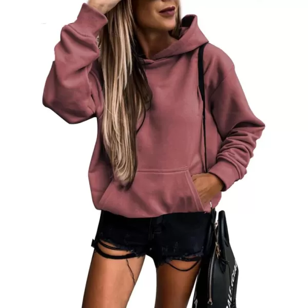 SHEWIN Women's Casual Hoodies Long Sleeve Solid Lightweight Pullover Tops Loose Sweatshirt with Pocket