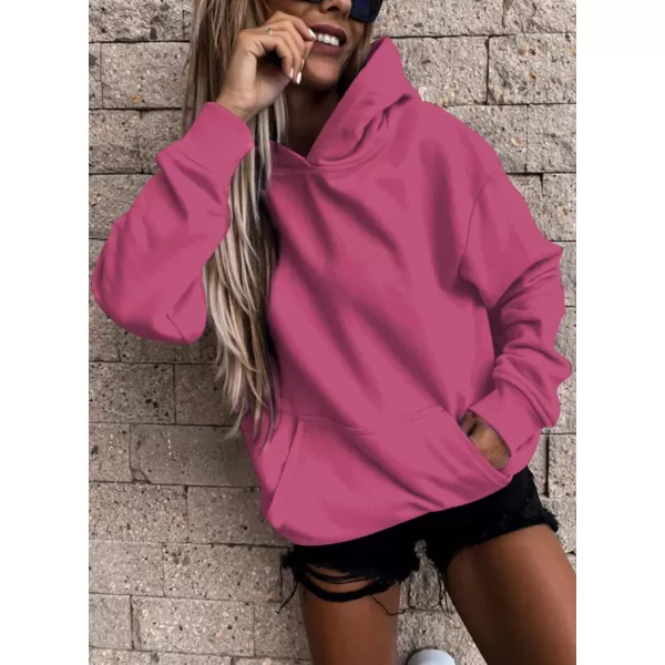 SHEWIN Women's Casual Hoodies Long Sleeve Solid Lightweight Pullover Tops Loose Sweatshirt with Pocket