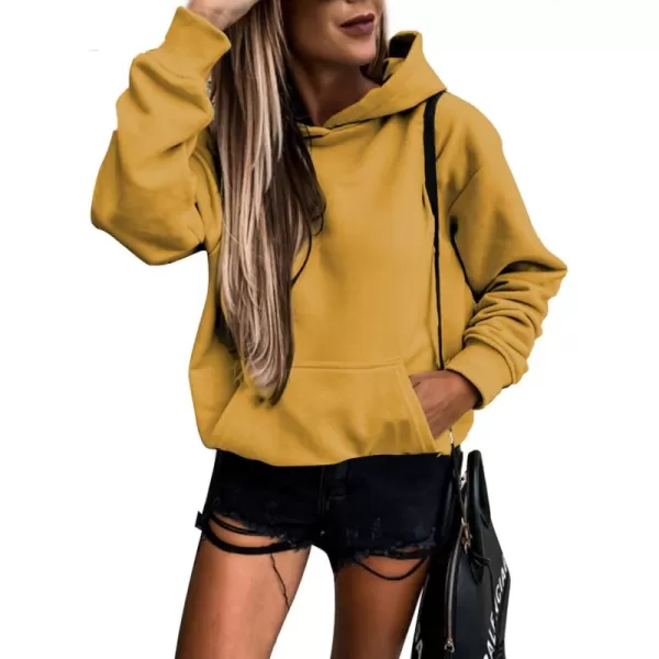 SHEWIN Women's Casual Hoodies Long Sleeve Solid Lightweight Pullover Tops Loose Sweatshirt with Pocket