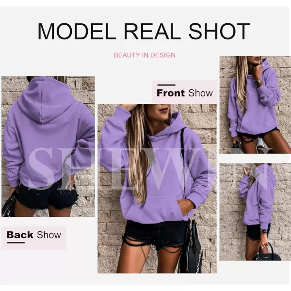 SHEWIN Women's Casual Hoodies Long Sleeve Solid Lightweight Pullover Tops Loose Sweatshirt with Pocket