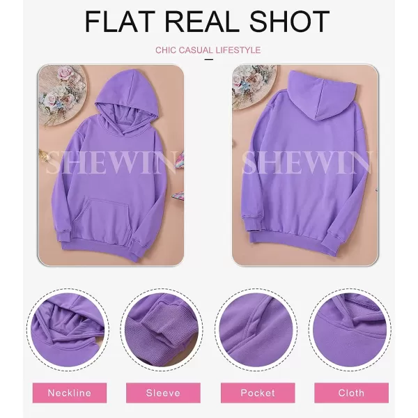 SHEWIN Women's Casual Hoodies Long Sleeve Solid Lightweight Pullover Tops Loose Sweatshirt with Pocket