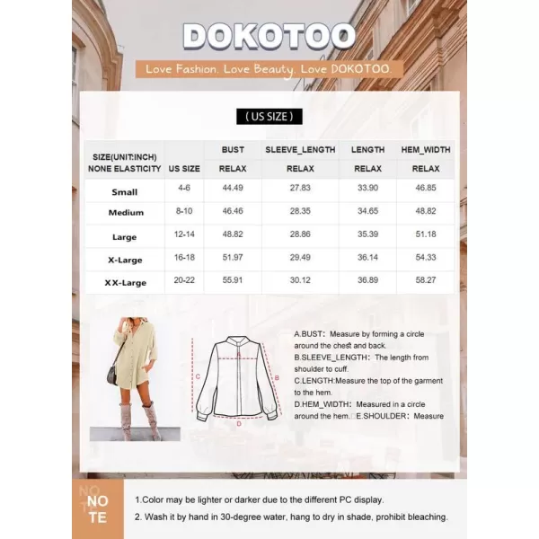 Dokotoo Women's Corduroy Long Sleeve Button Down Shirts Tunic Dresses with Pockets