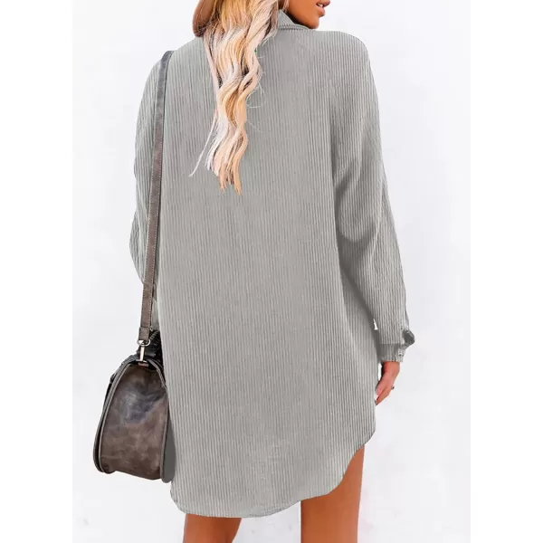 Dokotoo Women's Corduroy Long Sleeve Button Down Shirts Tunic Dresses with Pockets