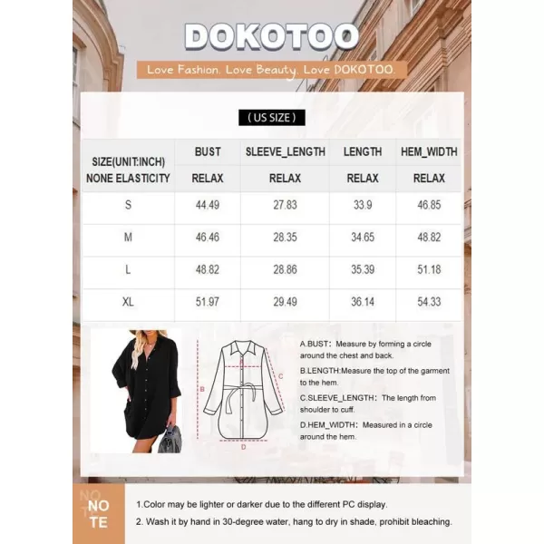 Dokotoo Women's Corduroy Long Sleeve Button Down Shirts Tunic Dresses with Pockets