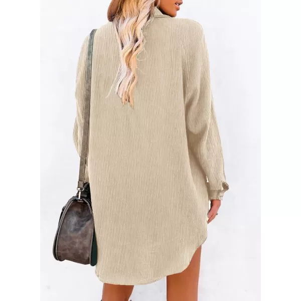 Dokotoo Women's Corduroy Long Sleeve Button Down Shirts Tunic Dresses with Pockets