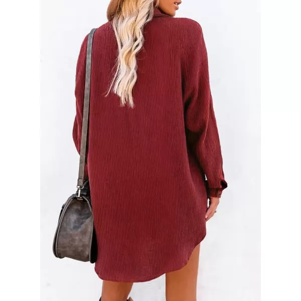 Dokotoo Women's Corduroy Long Sleeve Button Down Shirts Tunic Dresses with Pockets
