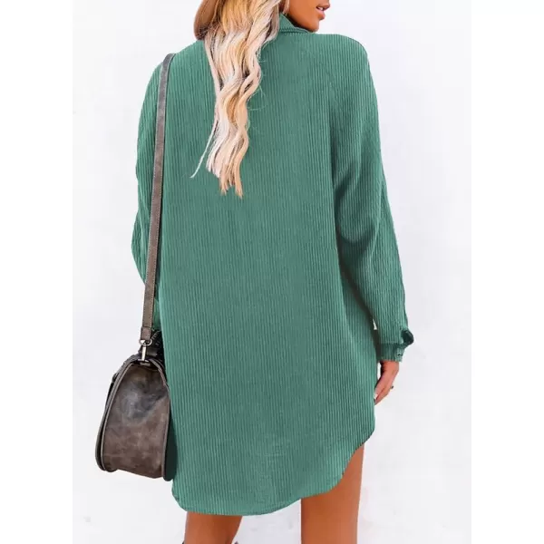 Dokotoo Women's Corduroy Long Sleeve Button Down Shirts Tunic Dresses with Pockets