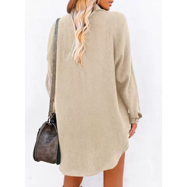 Dokotoo Women's Corduroy Long Sleeve Button Down Shirts Tunic Dresses with Pockets