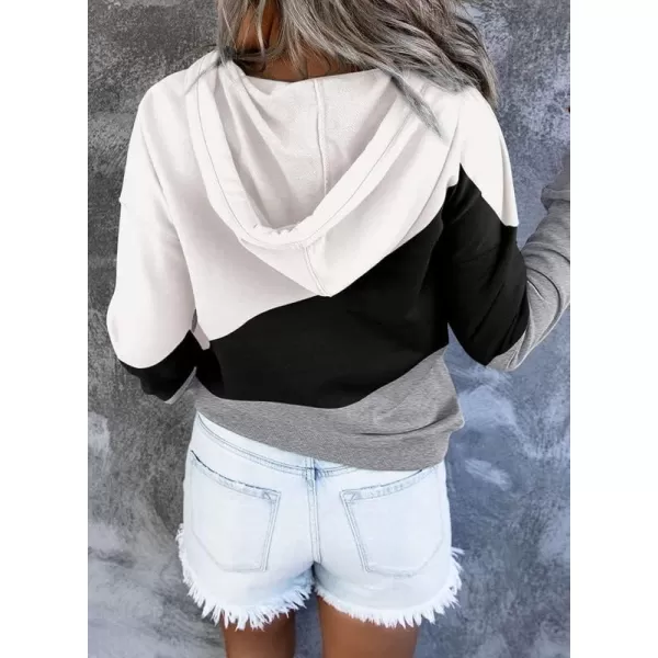 Dokotoo Womens 2023 Hooded Button Collar Drawstring Hoodies Pullover Sweatshirts Casual Long Sleeve Tops Shirts