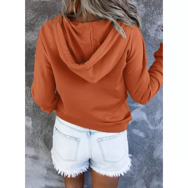 Dokotoo Womens 2023 Hooded Button Collar Drawstring Hoodies Pullover Sweatshirts Casual Long Sleeve Tops Shirts