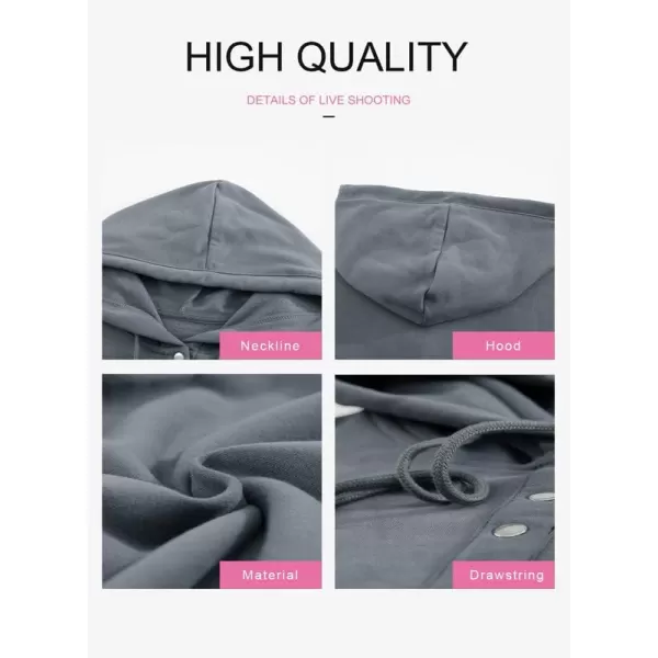 Dokotoo Womens 2023 Hooded Button Collar Drawstring Hoodies Pullover Sweatshirts Casual Long Sleeve Tops Shirts