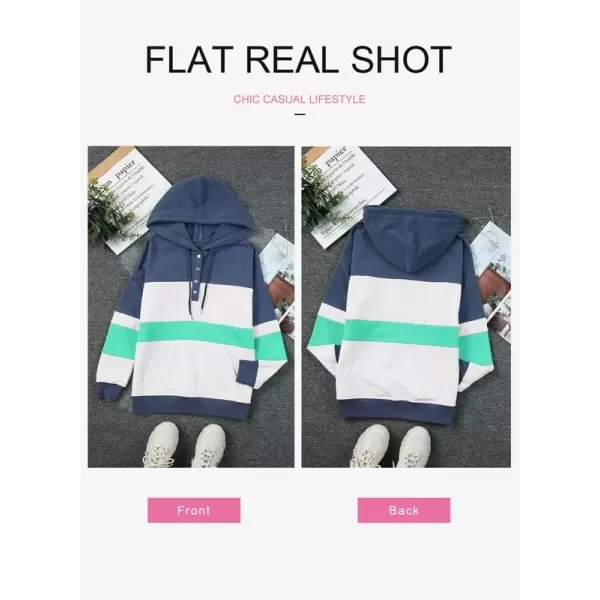 Dokotoo Womens 2023 Hooded Button Collar Drawstring Hoodies Pullover Sweatshirts Casual Long Sleeve Tops Shirts