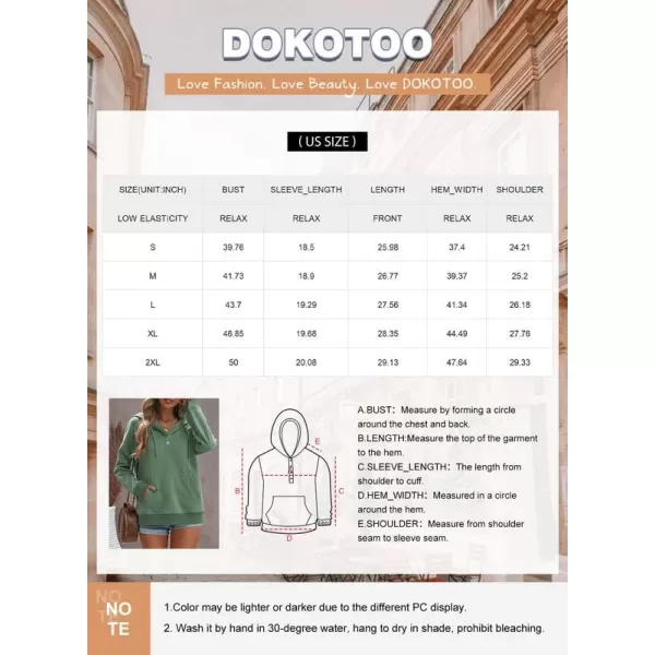 Dokotoo Womens 2023 Hooded Button Collar Drawstring Hoodies Pullover Sweatshirts Casual Long Sleeve Tops Shirts