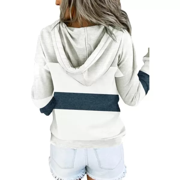 Dokotoo Womens 2023 Hooded Button Collar Drawstring Hoodies Pullover Sweatshirts Casual Long Sleeve Tops Shirts