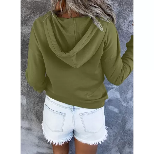Dokotoo Womens 2023 Hooded Button Collar Drawstring Hoodies Pullover Sweatshirts Casual Long Sleeve Tops Shirts