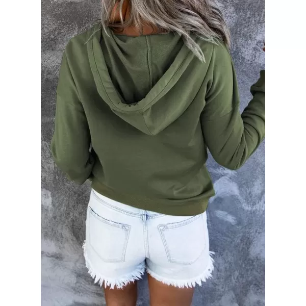 Dokotoo Womens 2023 Hooded Button Collar Drawstring Hoodies Pullover Sweatshirts Casual Long Sleeve Tops Shirts