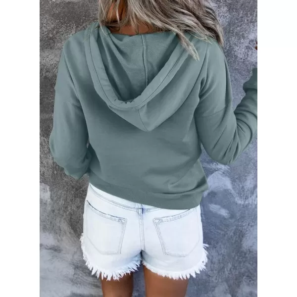 Dokotoo Womens 2023 Hooded Button Collar Drawstring Hoodies Pullover Sweatshirts Casual Long Sleeve Tops Shirts
