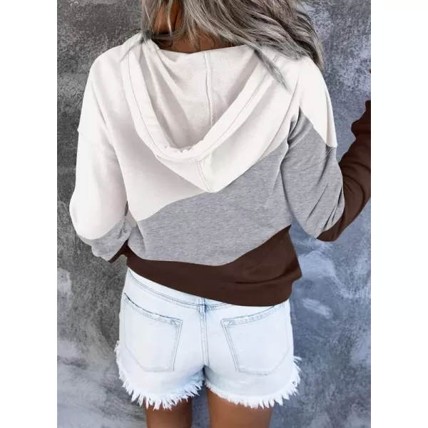 Dokotoo Womens 2023 Hooded Button Collar Drawstring Hoodies Pullover Sweatshirts Casual Long Sleeve Tops Shirts