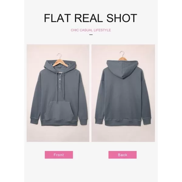 Dokotoo Womens 2023 Hooded Button Collar Drawstring Hoodies Pullover Sweatshirts Casual Long Sleeve Tops Shirts