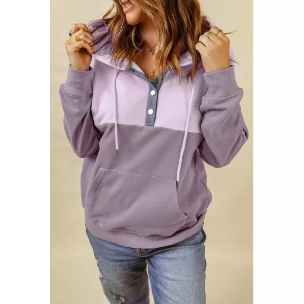 Dokotoo Womens 2023 Hooded Button Collar Drawstring Hoodies Pullover Sweatshirts Casual Long Sleeve Tops Shirts
