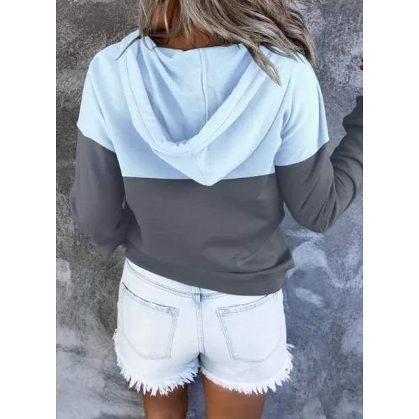 Dokotoo Womens 2023 Hooded Button Collar Drawstring Hoodies Pullover Sweatshirts Casual Long Sleeve Tops Shirts