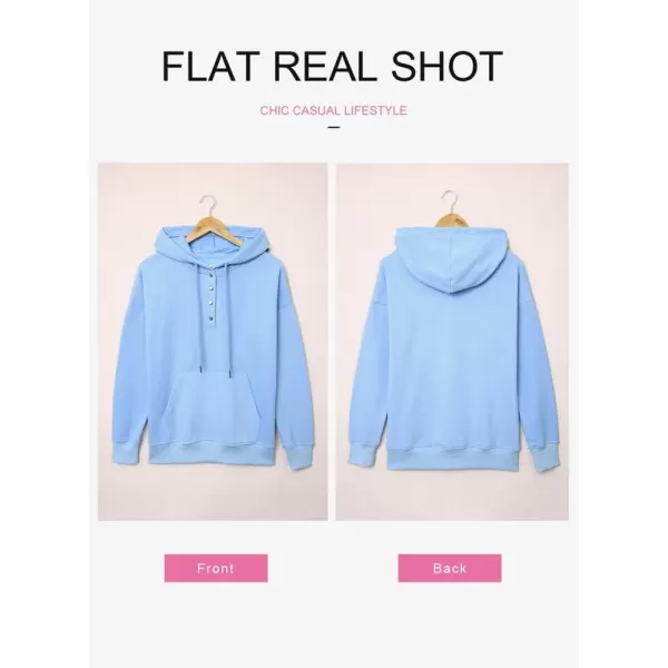 Dokotoo Womens 2023 Hooded Button Collar Drawstring Hoodies Pullover Sweatshirts Casual Long Sleeve Tops Shirts
