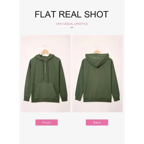 Dokotoo Womens 2023 Hooded Button Collar Drawstring Hoodies Pullover Sweatshirts Casual Long Sleeve Tops Shirts