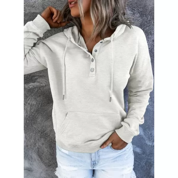 Dokotoo Womens 2023 Hooded Button Collar Drawstring Hoodies Pullover Sweatshirts Casual Long Sleeve Tops Shirts