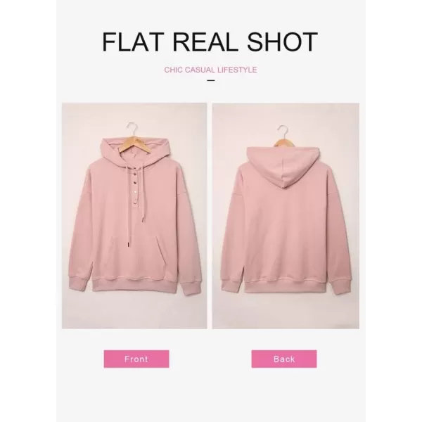 Dokotoo Womens 2023 Hooded Button Collar Drawstring Hoodies Pullover Sweatshirts Casual Long Sleeve Tops Shirts