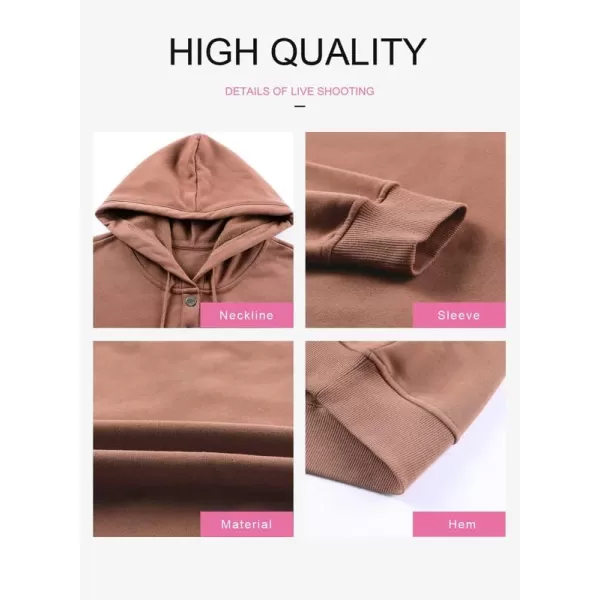 Dokotoo Womens 2023 Hooded Button Collar Drawstring Hoodies Pullover Sweatshirts Casual Long Sleeve Tops Shirts