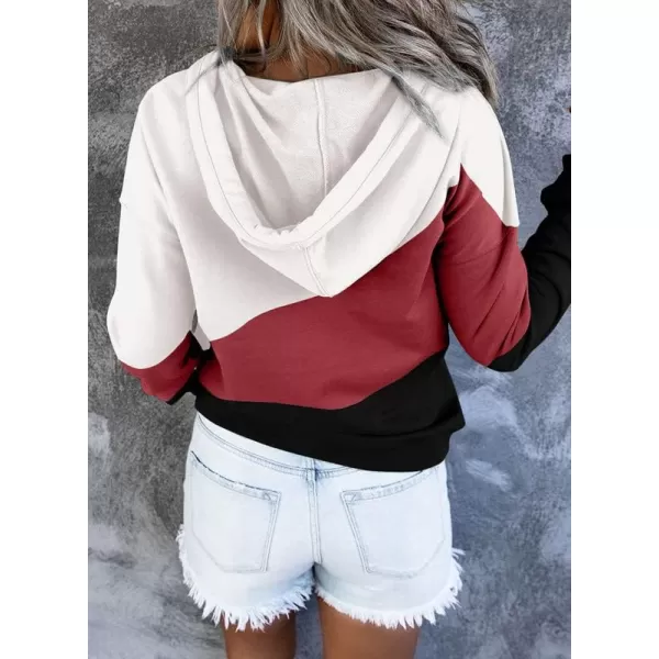 Dokotoo Womens 2023 Hooded Button Collar Drawstring Hoodies Pullover Sweatshirts Casual Long Sleeve Tops Shirts