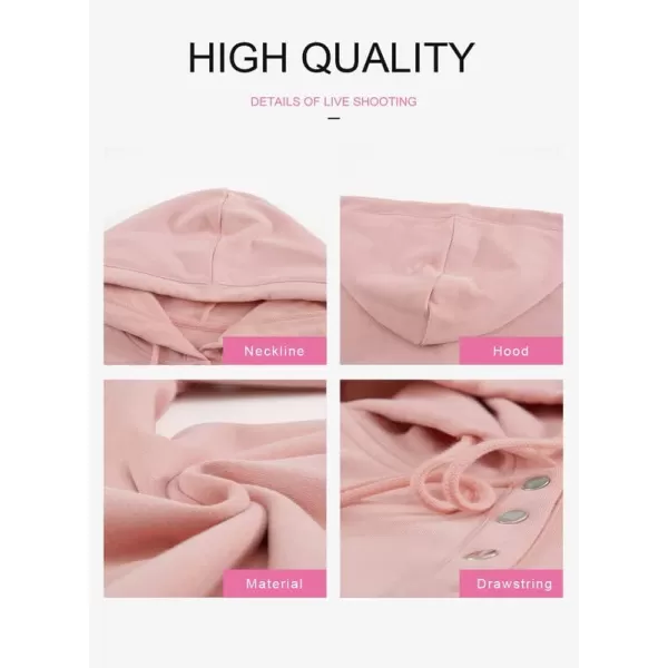 Dokotoo Womens 2023 Hooded Button Collar Drawstring Hoodies Pullover Sweatshirts Casual Long Sleeve Tops Shirts