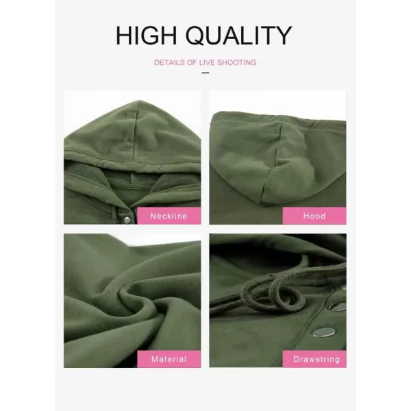Dokotoo Womens 2023 Hooded Button Collar Drawstring Hoodies Pullover Sweatshirts Casual Long Sleeve Tops Shirts
