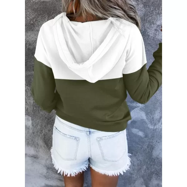 Dokotoo Womens 2023 Hooded Button Collar Drawstring Hoodies Pullover Sweatshirts Casual Long Sleeve Tops Shirts