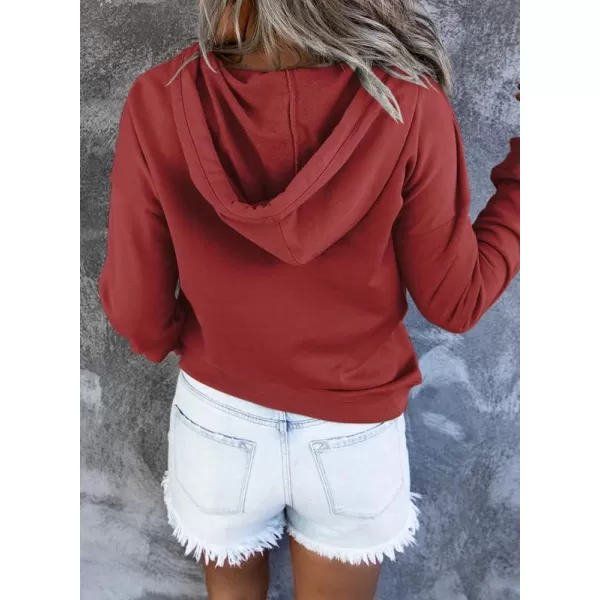 Dokotoo Womens 2023 Hooded Button Collar Drawstring Hoodies Pullover Sweatshirts Casual Long Sleeve Tops Shirts