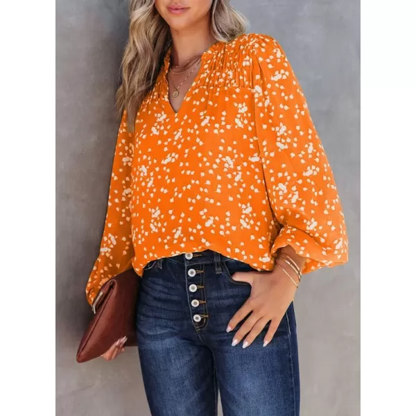Dokotoo Women's Casual V Neck Alicia Floral Print Smocked Short Sleeve Chiffon Blouses Bohemian Top Shirts