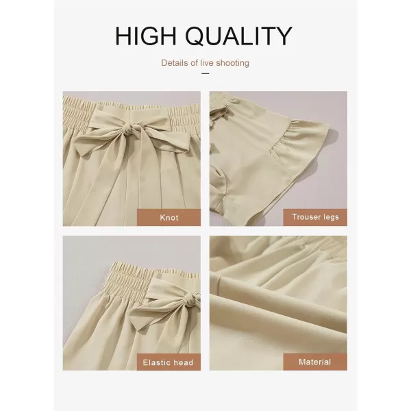 Dokotoo Womens Summer Casual Shorts High Waisted Tie Knot Front Ruffle Hem Wide Leg Flowy Shorts for Women Trendy