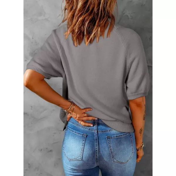 Dokotoo Womens Summer Tops 2024 Trendy V Neck Hollow Out Cropped Button Down Shirts Puff Sleeves Blouses