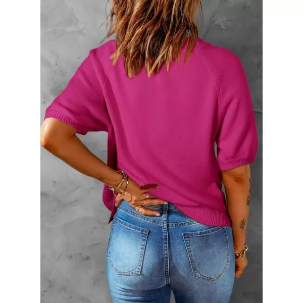 Dokotoo Womens Summer Tops 2024 Trendy V Neck Hollow Out Cropped Button Down Shirts Puff Sleeves Blouses