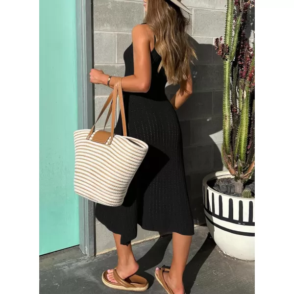 Dokotoo Womens Swimwear Cover Ups 2024 Summer V Neck Lapel Sleeveless Crochet Hollow Out Knit Swimsuit Long Beach Dress