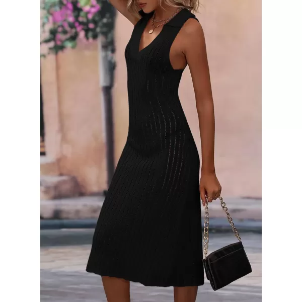 Dokotoo Womens Swimwear Cover Ups 2024 Summer V Neck Lapel Sleeveless Crochet Hollow Out Knit Swimsuit Long Beach Dress