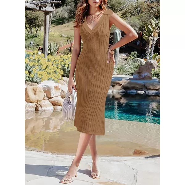 Dokotoo Womens Swimwear Cover Ups 2024 Summer V Neck Lapel Sleeveless Crochet Hollow Out Knit Swimsuit Long Beach Dress