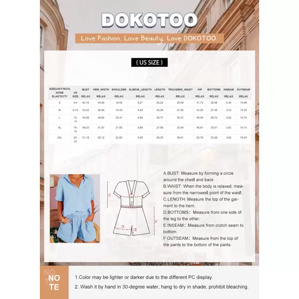 Dokotoo Women's Two Piece Outfits V Neck Short Sleeve Shirts and High Waist Shorts Lounge Sets