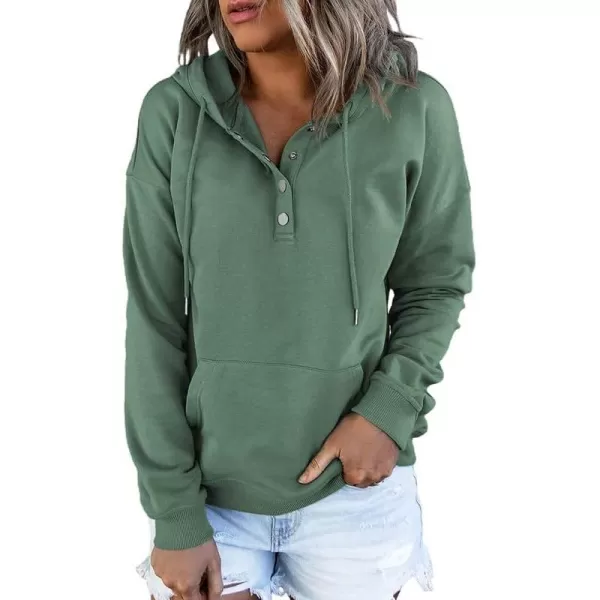 Dokotoo Womens 2023 Hooded Button Collar Drawstring Hoodies Pullover Sweatshirts Casual Long Sleeve Tops Shirts