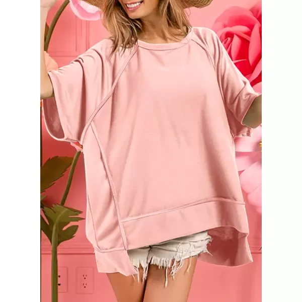 Dokotoo Oversized T Shirts for Women Crewneck Short Sleeve Casual Summer Tops Lightweight Loose High Low Blouse
