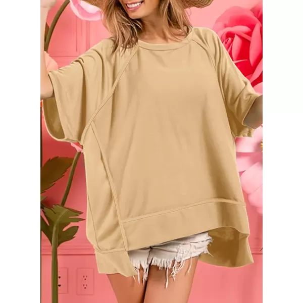 Dokotoo Oversized T Shirts for Women Crewneck Short Sleeve Casual Summer Tops Lightweight Loose High Low Blouse