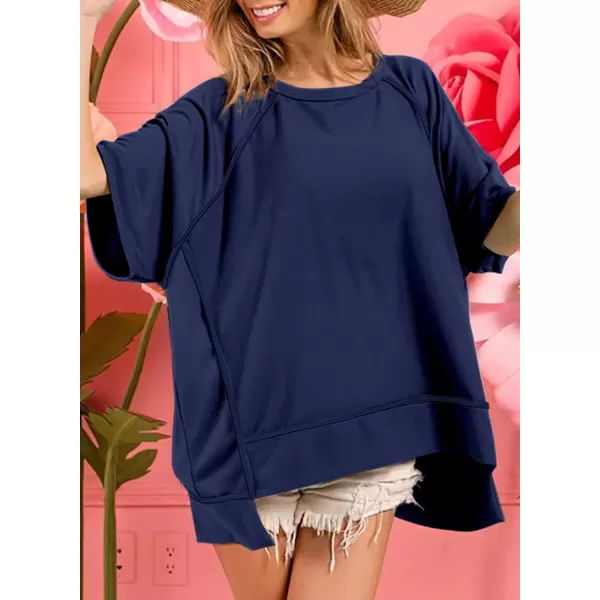 Dokotoo Oversized T Shirts for Women Crewneck Short Sleeve Casual Summer Tops Lightweight Loose High Low Blouse