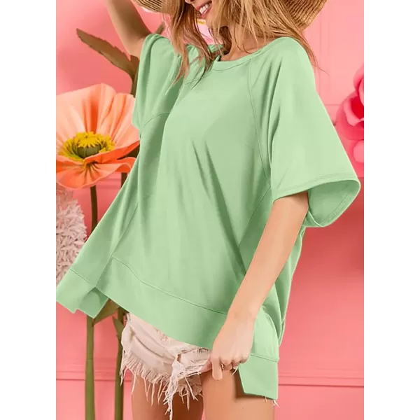 Dokotoo Oversized T Shirts for Women Crewneck Short Sleeve Casual Summer Tops Lightweight Loose High Low Blouse