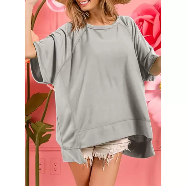 Dokotoo Oversized T Shirts for Women Crewneck Short Sleeve Casual Summer Tops Lightweight Loose High Low Blouse