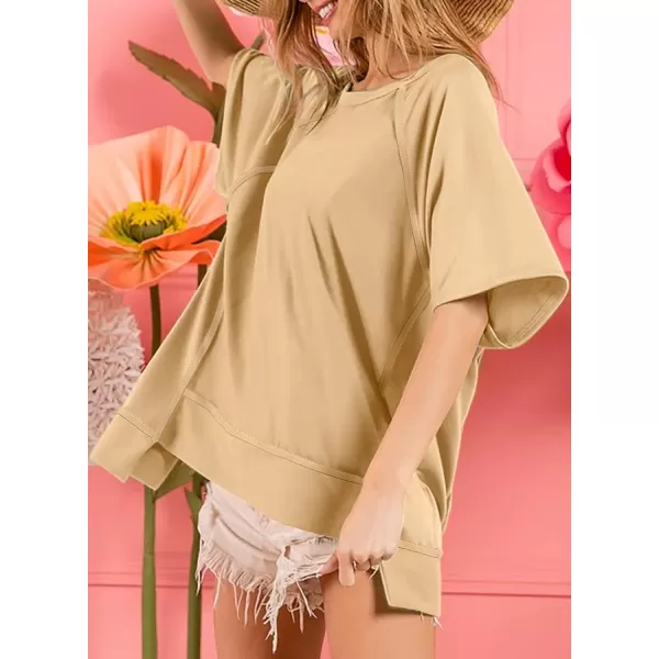 Dokotoo Oversized T Shirts for Women Crewneck Short Sleeve Casual Summer Tops Lightweight Loose High Low Blouse